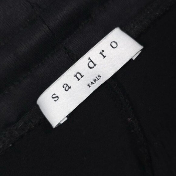 Sandro PARIS Pink Velvet Side Stripe Drawstring Black Track Pants SMALL Size 2 - Picture 6 of 15